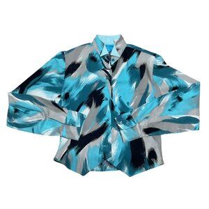 Roper Western Shirt Size S Long Sleeve Abstract Print 100% Cotton Made In USA